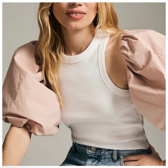 Maeve | Women | Blush Pink Puff Sleeve Shrug Bolero Top | One Size - Picture 12 of 12